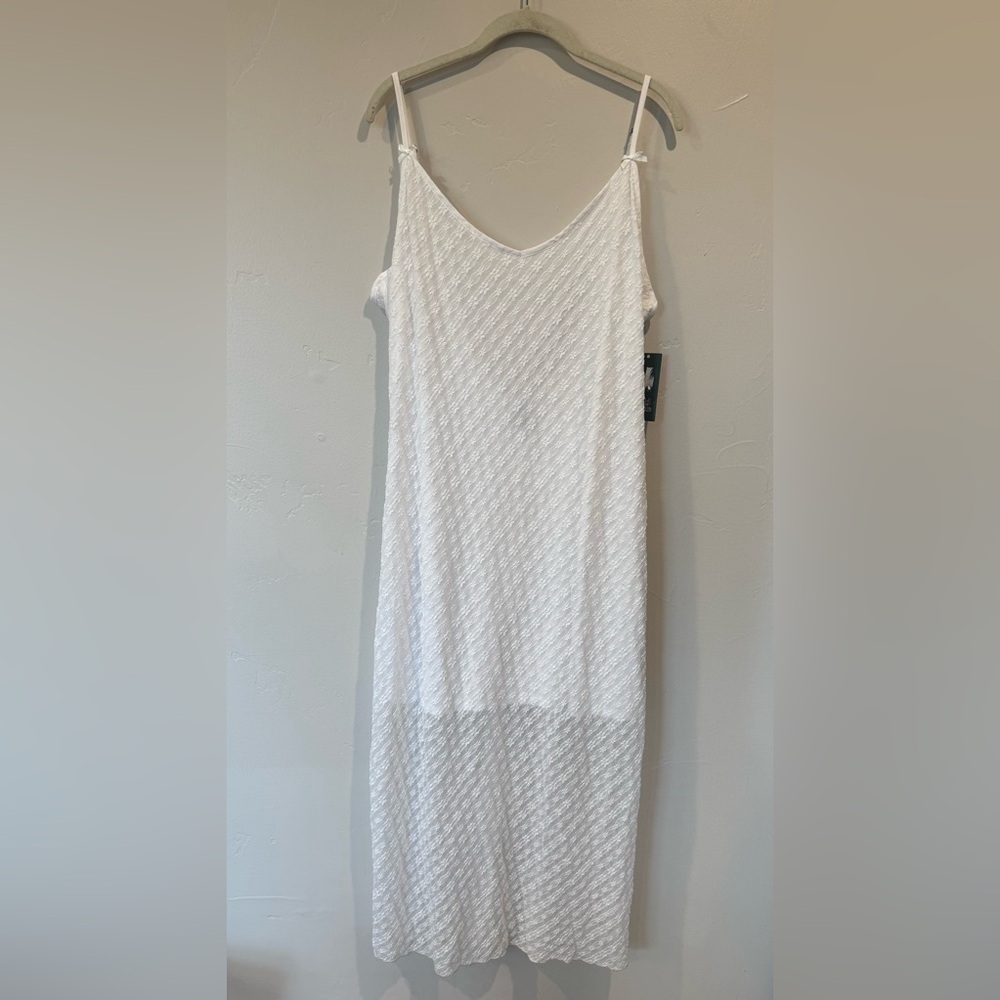 Wild Fable White Floral Semi-Sheer Sleeveless Midi Stretch Dress XXL NWOT - Picture 2 of 10